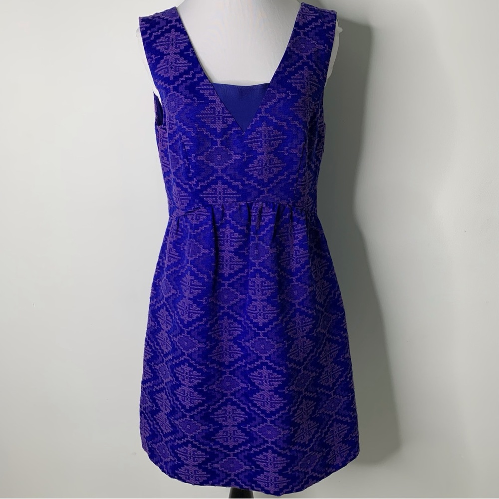Anthropologie Maeve Women's Blue Sleeveless V Neck Open Flare Dress Size 4P